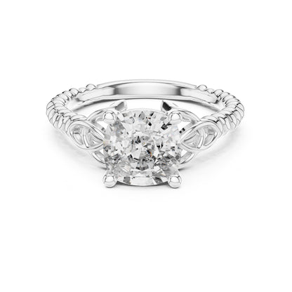 Cushion Accented Lab Grown Diamond Engagement Ring