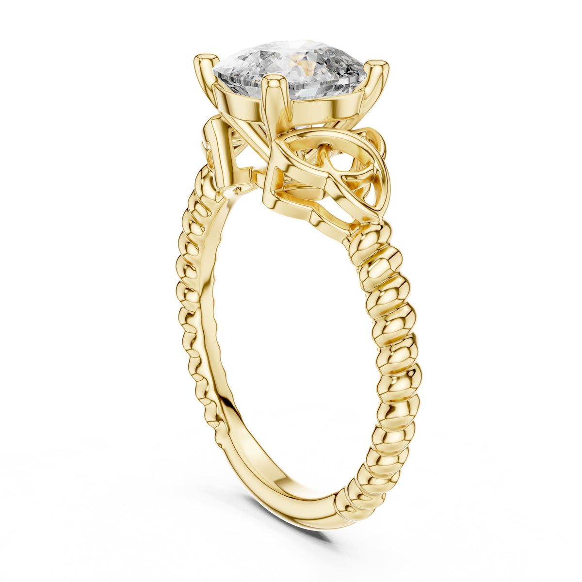 Cushion Accented Lab Grown Diamond Engagement Ring