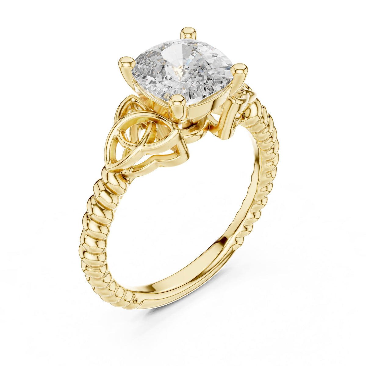 Cushion Accented Lab Grown Diamond Engagement Ring