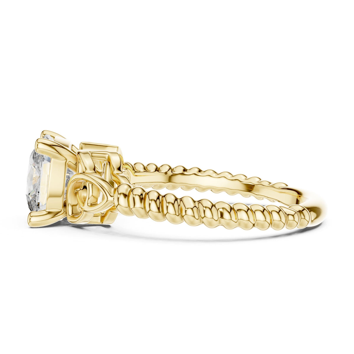 Cushion Accented Lab Grown Diamond Engagement Ring