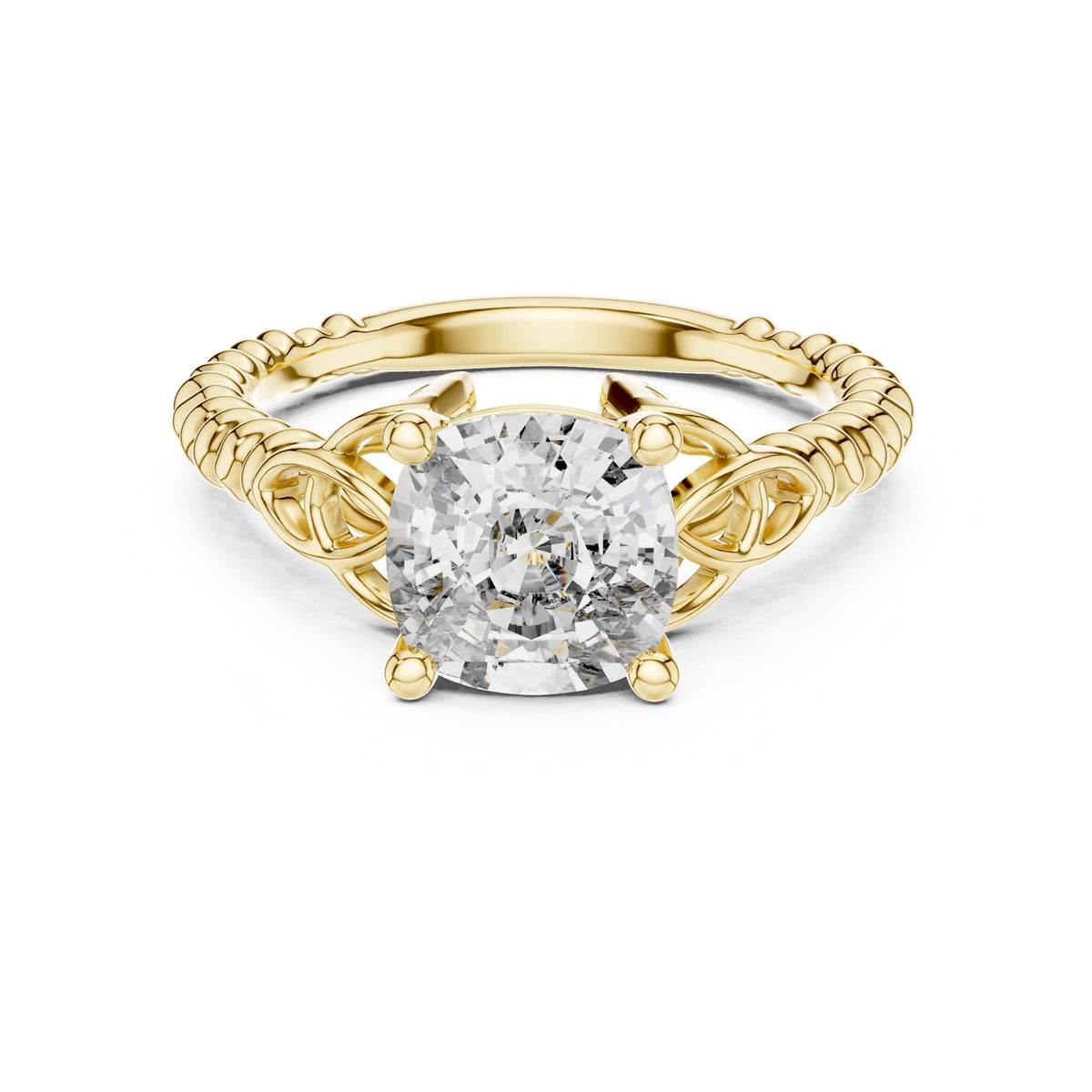 Cushion Accented Lab Grown Diamond Engagement Ring