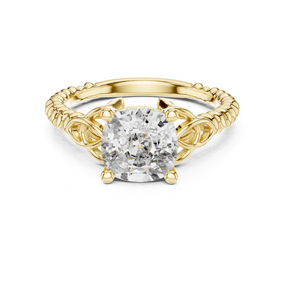 Cushion Accented Lab Grown Diamond Engagement Ring