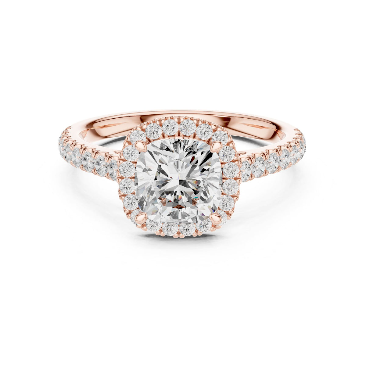 Cushion Halo Lab Grown Diamond Engagement Ring
