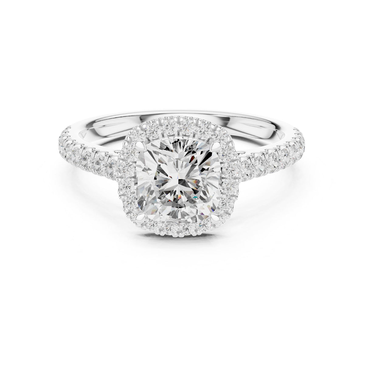Cushion Halo Lab Grown Diamond Engagement Ring