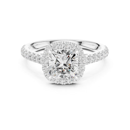 Cushion Halo Lab Grown Diamond Engagement Ring