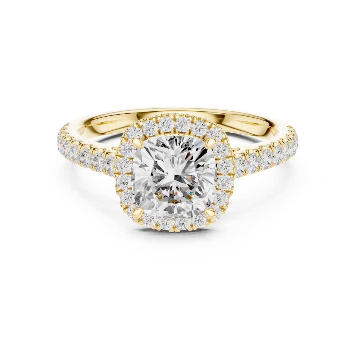 Cushion Halo Lab Grown Diamond Engagement Ring