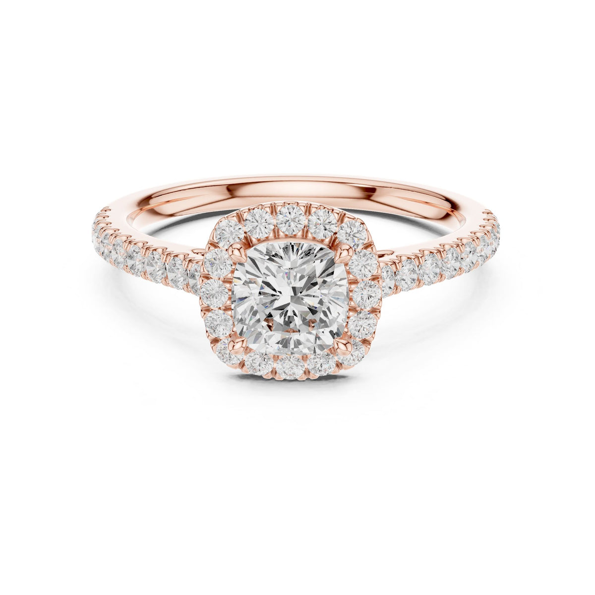 Cushion Halo Lab Grown Diamond Engagement Ring