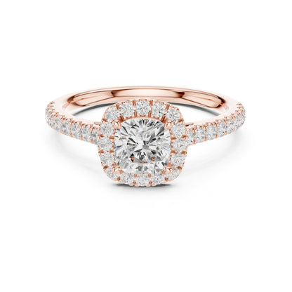 Cushion Halo Lab Grown Diamond Engagement Ring