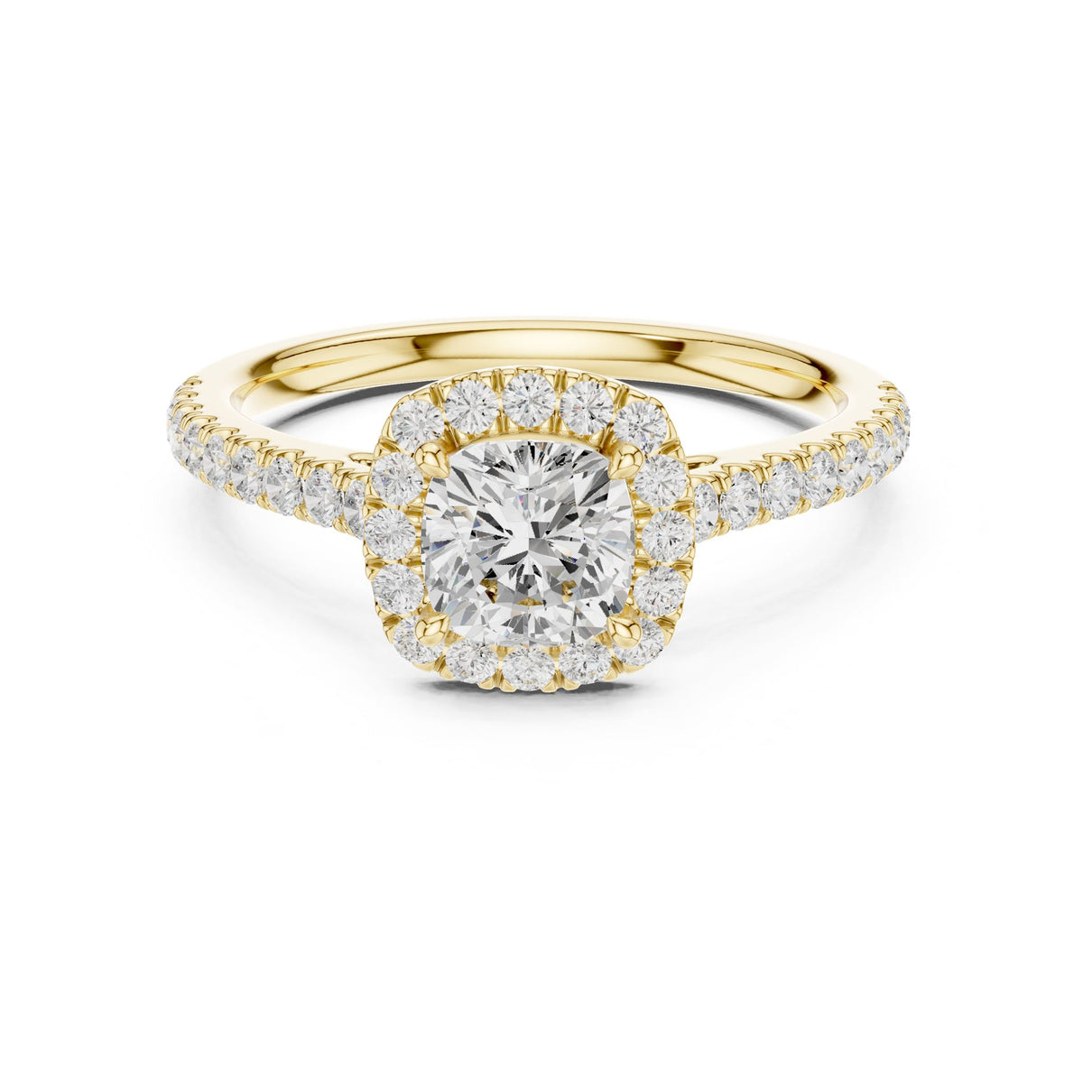 Cushion Halo Lab Grown Diamond Engagement Ring