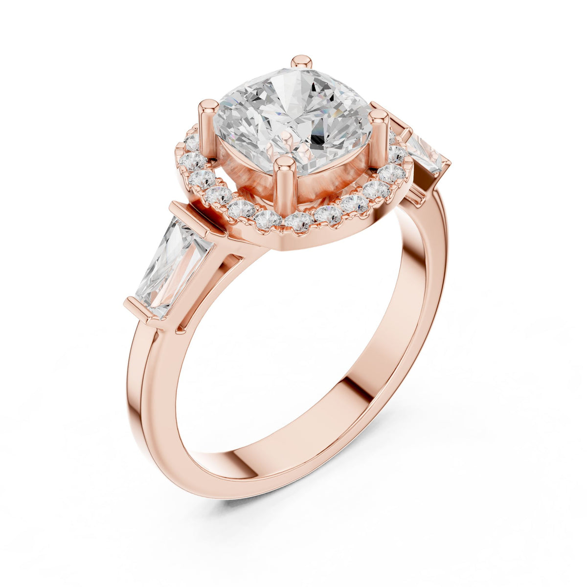 Cushion Halo Lab Grown Diamond Engagement Ring