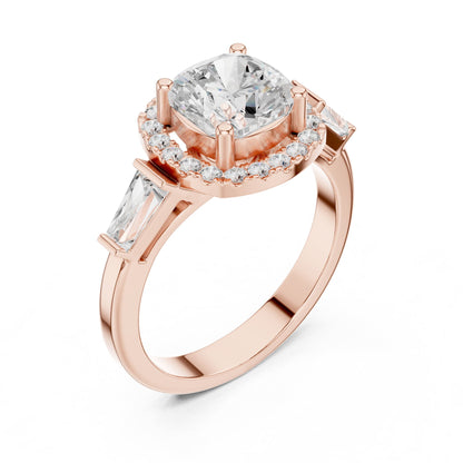 Cushion Halo Lab Grown Diamond Engagement Ring