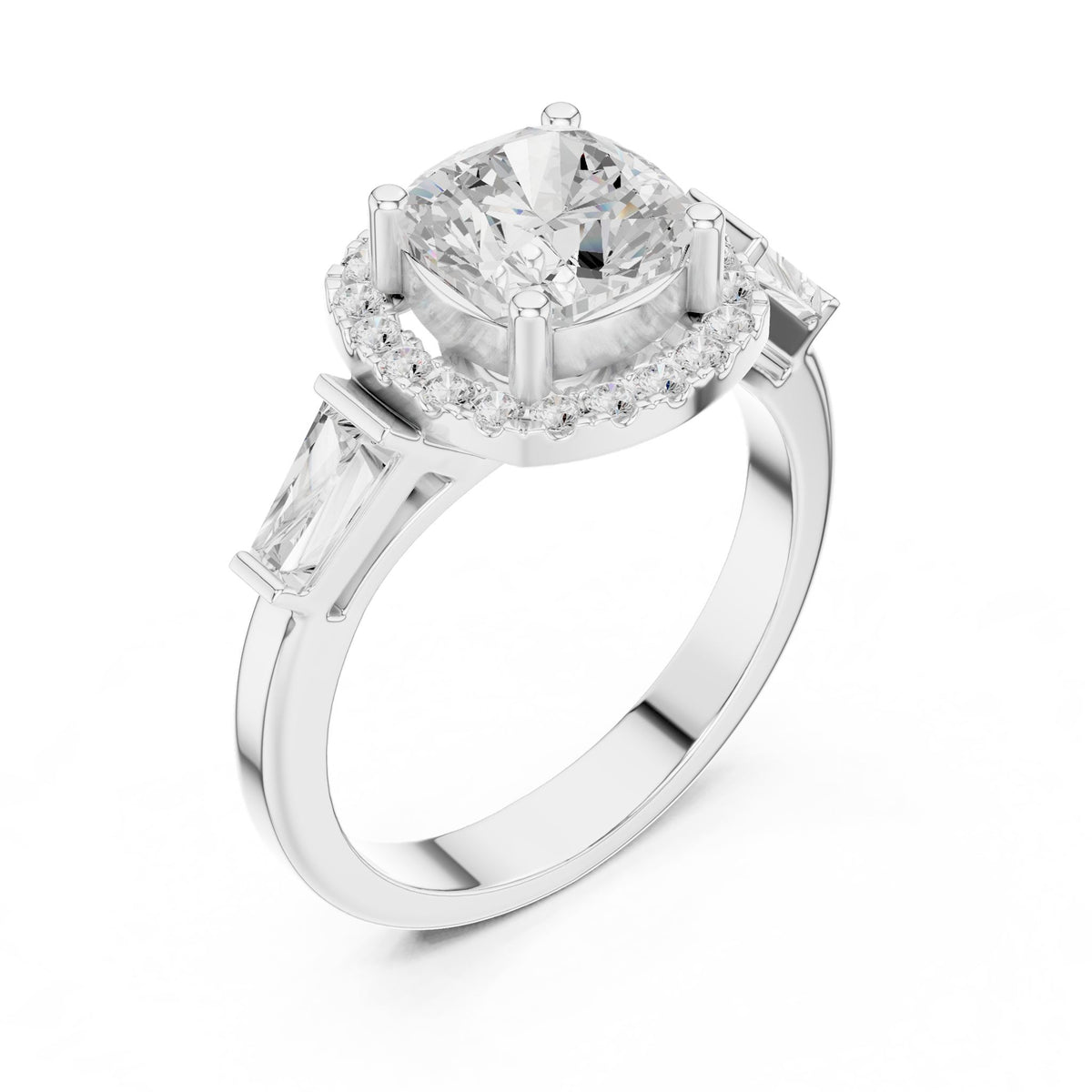 Cushion Halo Lab Grown Diamond Engagement Ring