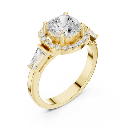 Cushion Halo Lab Grown Diamond Engagement Ring