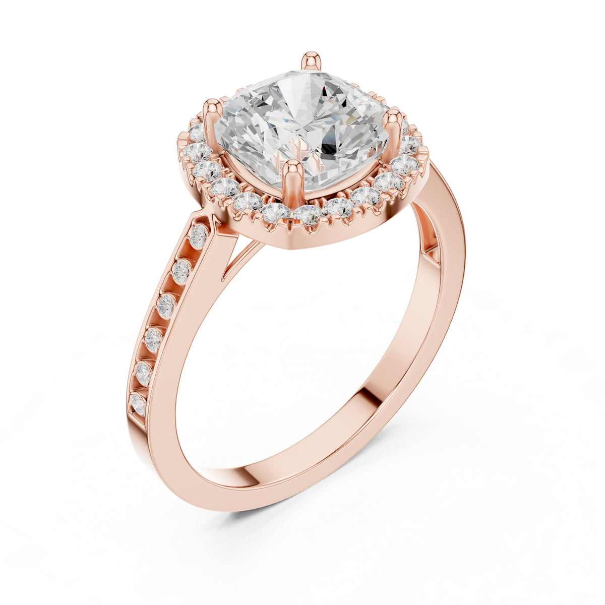 Cushion Halo Lab Grown Diamond Engagement Ring