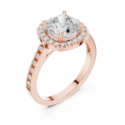 Cushion Halo Lab Grown Diamond Engagement Ring