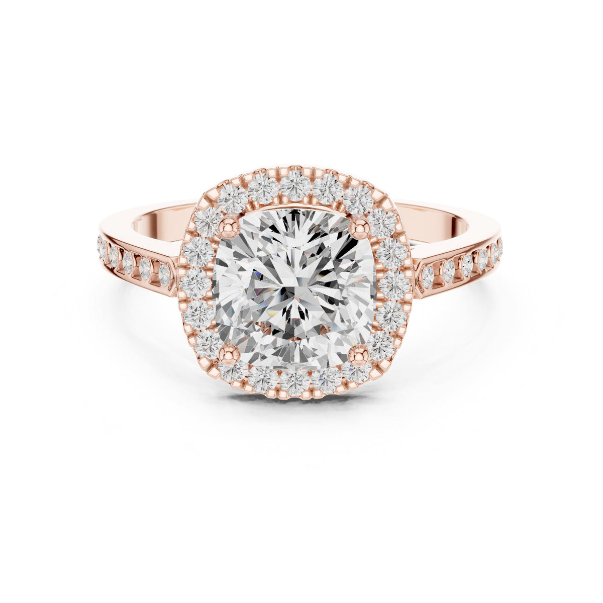 Cushion Halo Lab Grown Diamond Engagement Ring