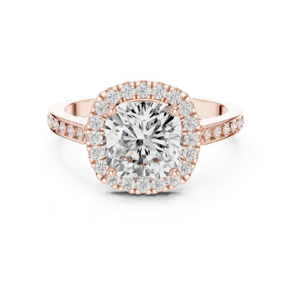 Cushion Halo Lab Grown Diamond Engagement Ring