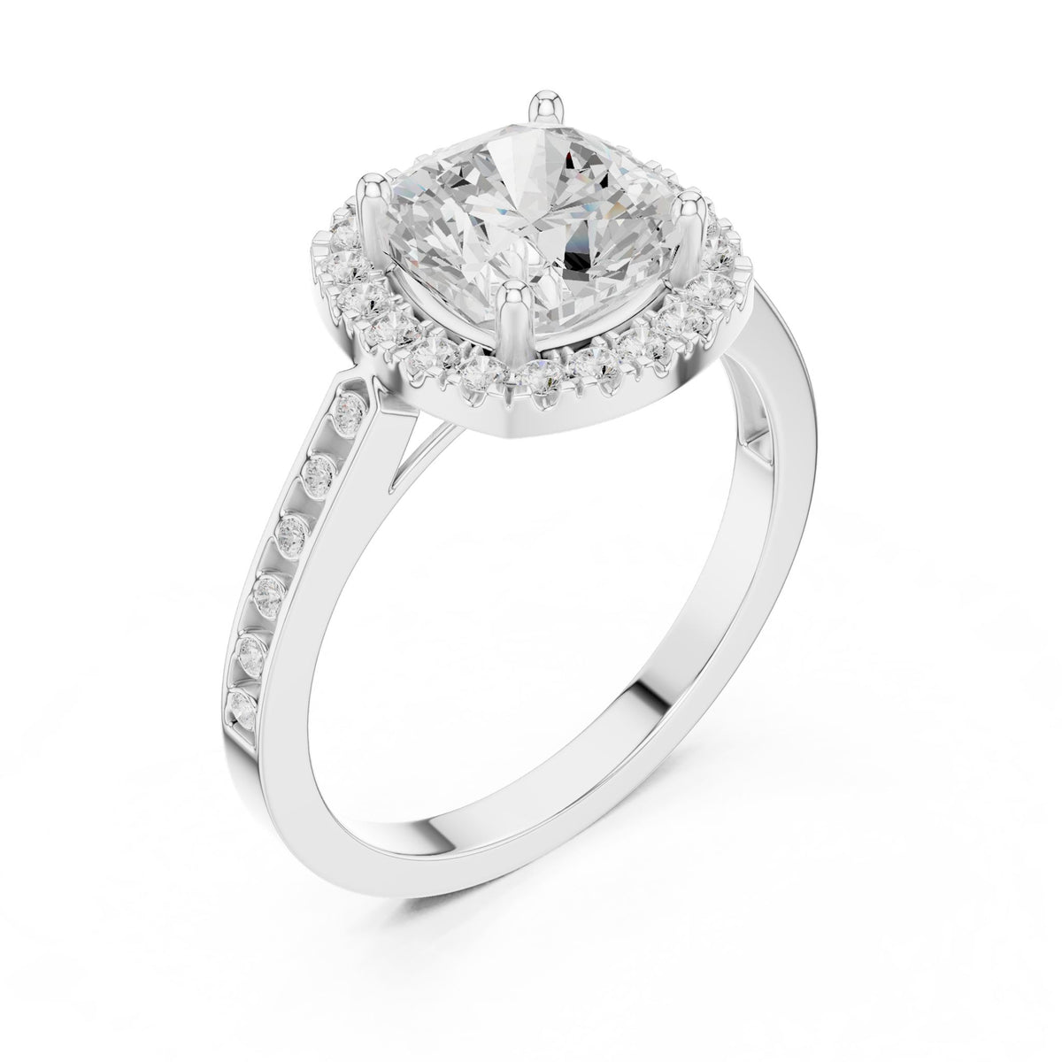 Cushion Halo Lab Grown Diamond Engagement Ring