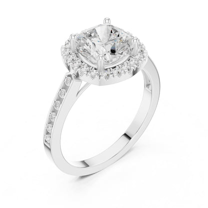 Cushion Halo Lab Grown Diamond Engagement Ring