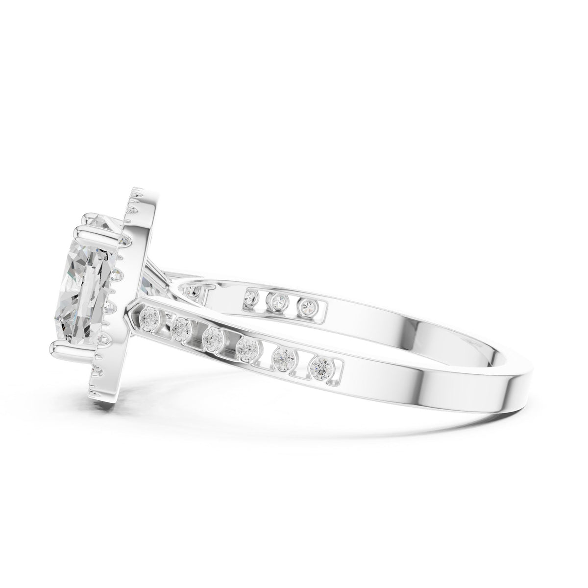 Cushion Halo Lab Grown Diamond Engagement Ring