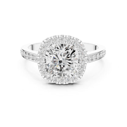 Cushion Halo Lab Grown Diamond Engagement Ring