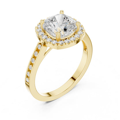 Cushion Halo Lab Grown Diamond Engagement Ring