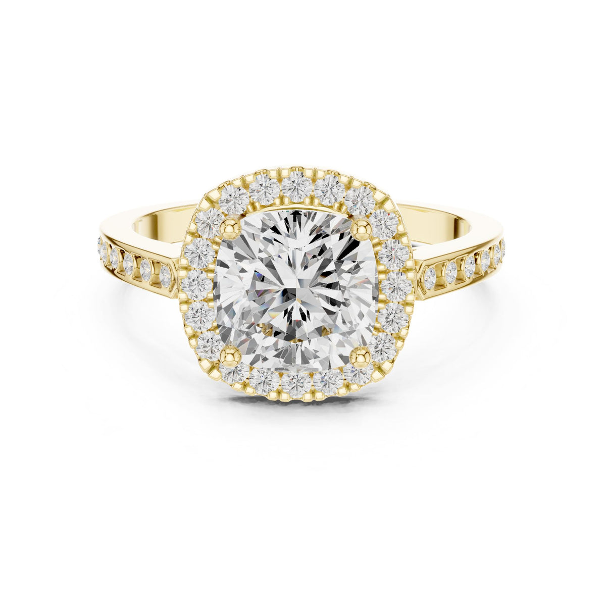 Cushion Halo Lab Grown Diamond Engagement Ring
