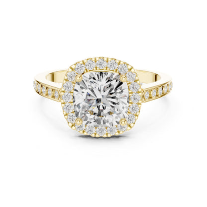 Cushion Halo Lab Grown Diamond Engagement Ring
