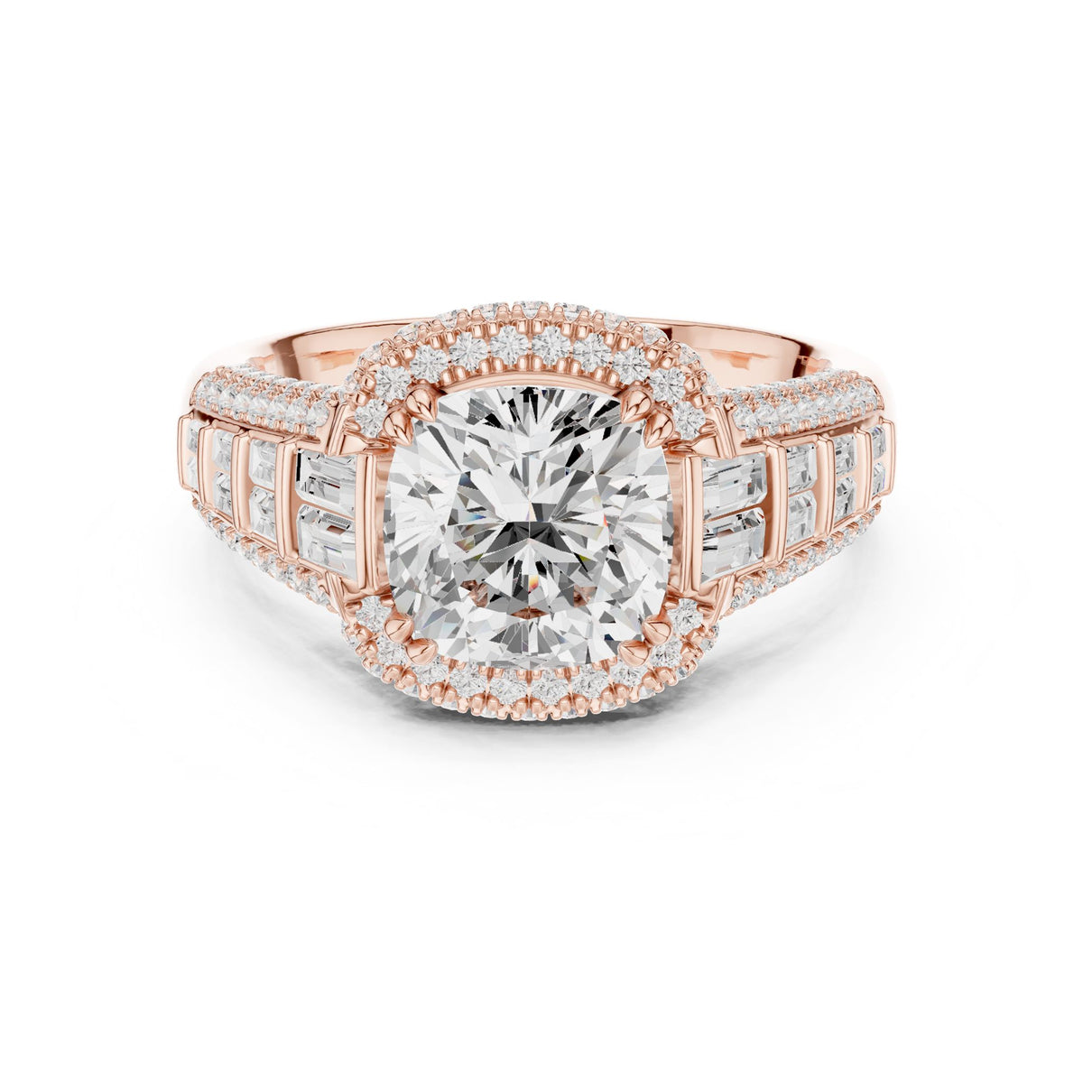 Cushion Halo Lab Grown Diamond Engagement Ring