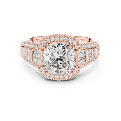 Cushion Halo Lab Grown Diamond Engagement Ring