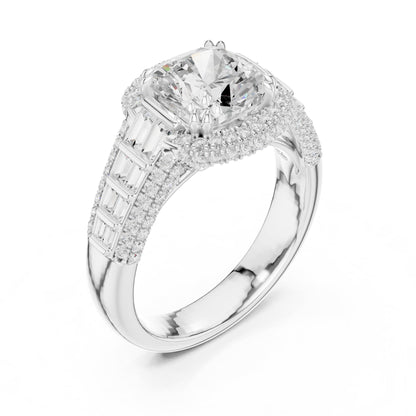 Cushion Halo Lab Grown Diamond Engagement Ring