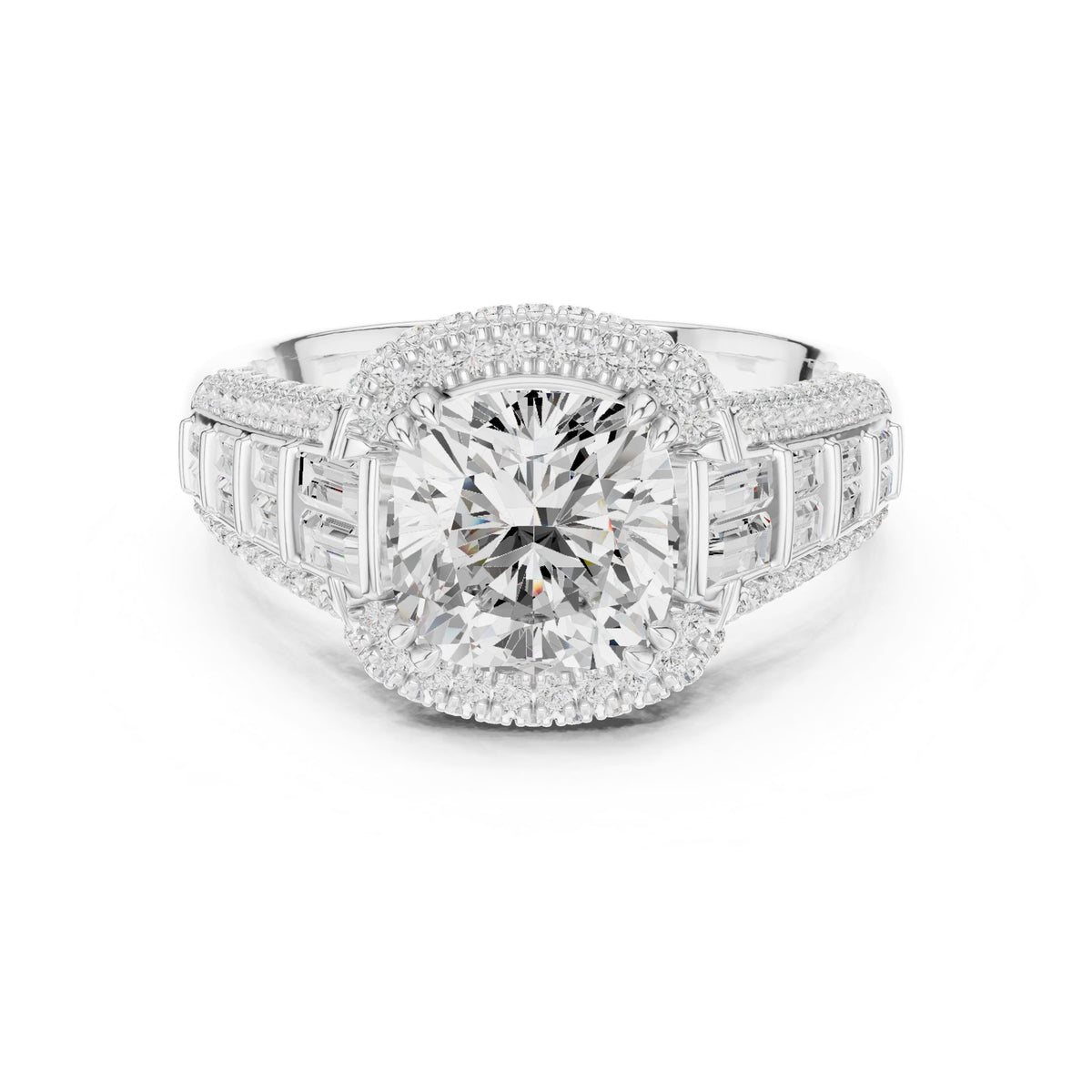 Cushion Halo Lab Grown Diamond Engagement Ring