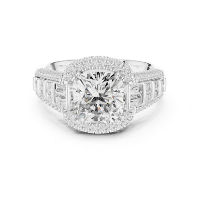 Cushion Halo Lab Grown Diamond Engagement Ring