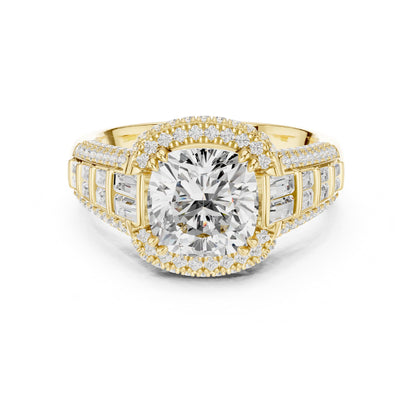 Cushion Halo Lab Grown Diamond Engagement Ring