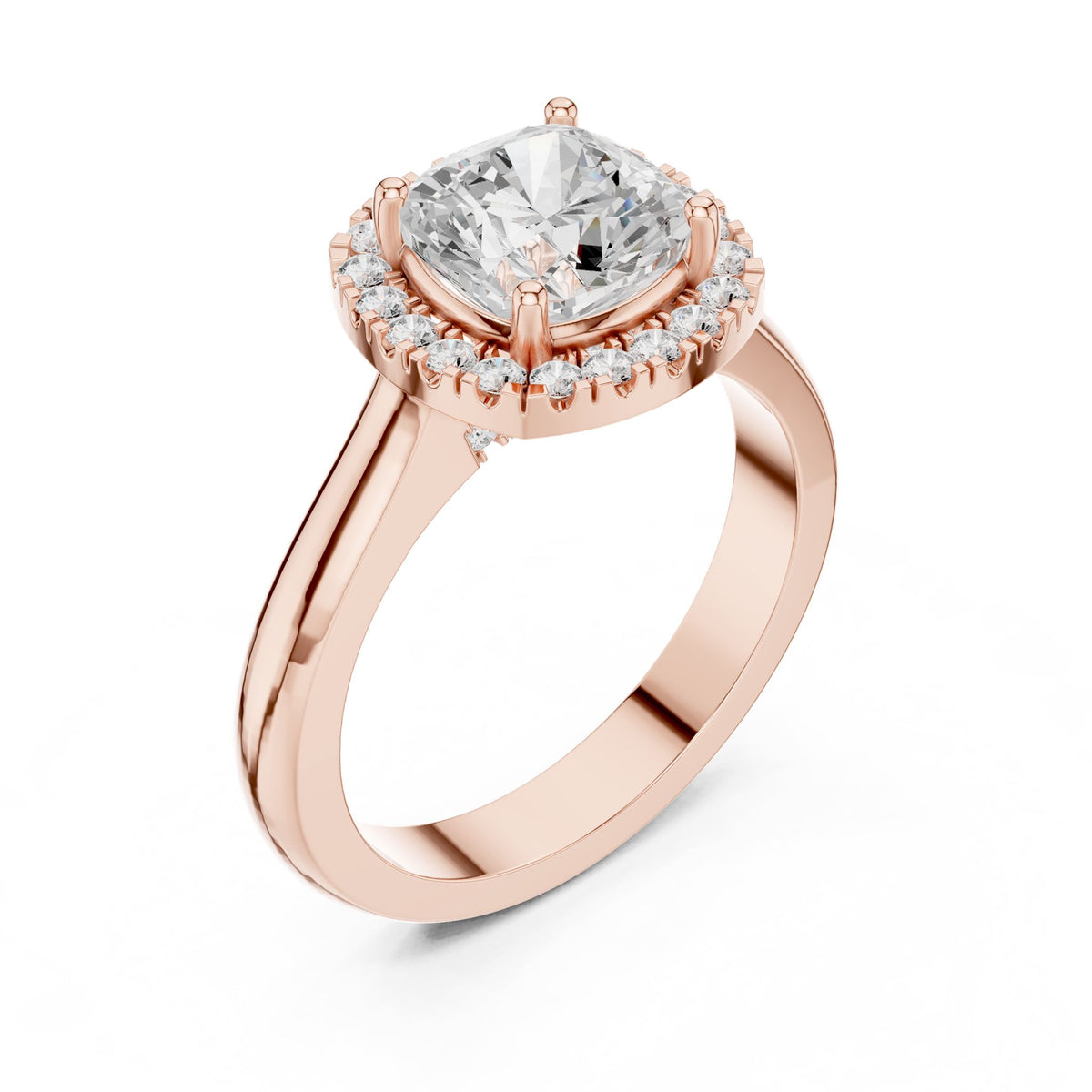Cushion Halo Lab Grown Diamond Engagement Ring