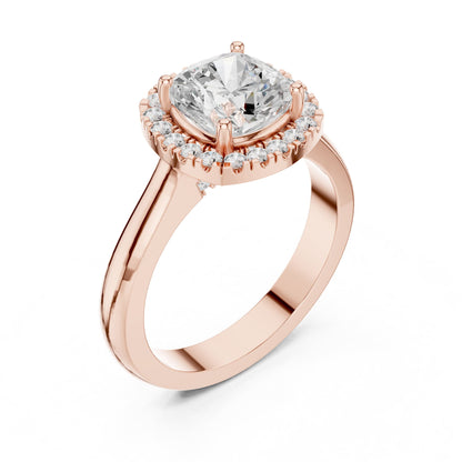 Cushion Halo Lab Grown Diamond Engagement Ring
