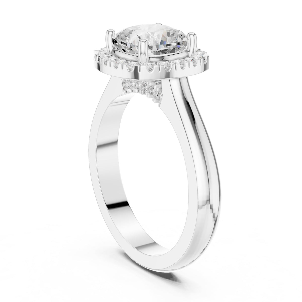 Cushion Halo Lab Grown Diamond Engagement Ring