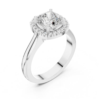 Cushion Halo Lab Grown Diamond Engagement Ring
