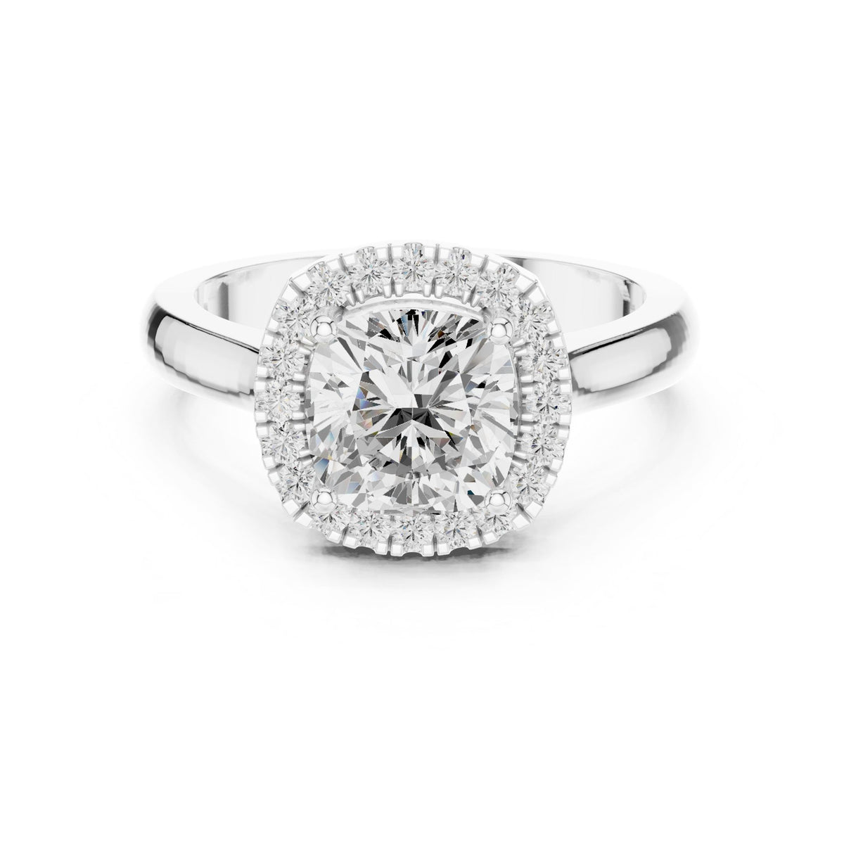 Cushion Halo Lab Grown Diamond Engagement Ring
