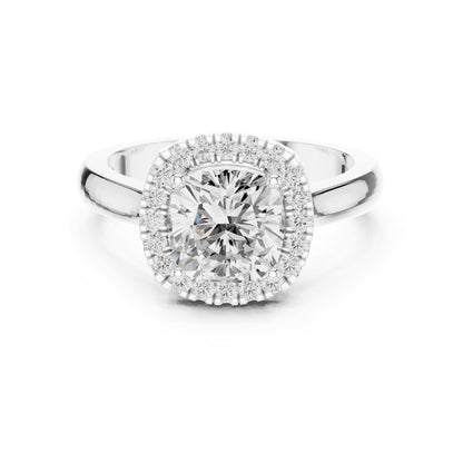 Cushion Halo Lab Grown Diamond Engagement Ring