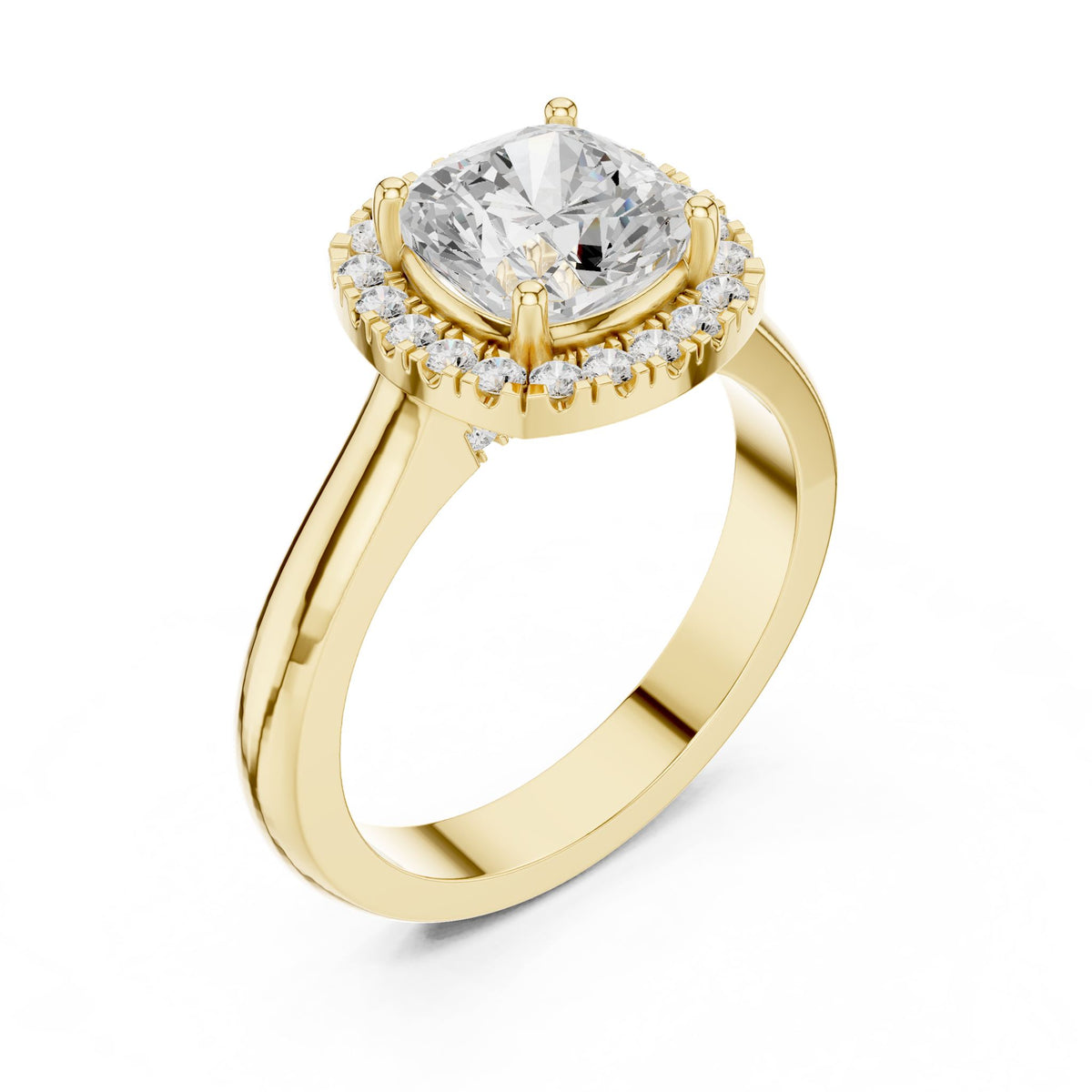 Cushion Halo Lab Grown Diamond Engagement Ring