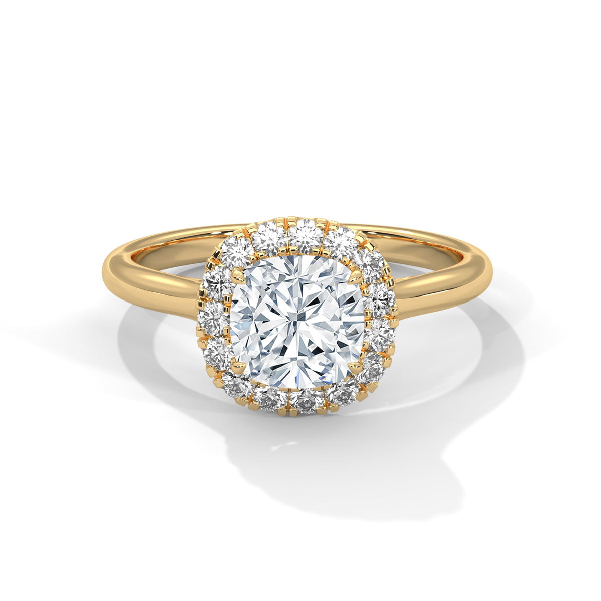 Cushion Halo Lab Grown Diamond Engagement Ring