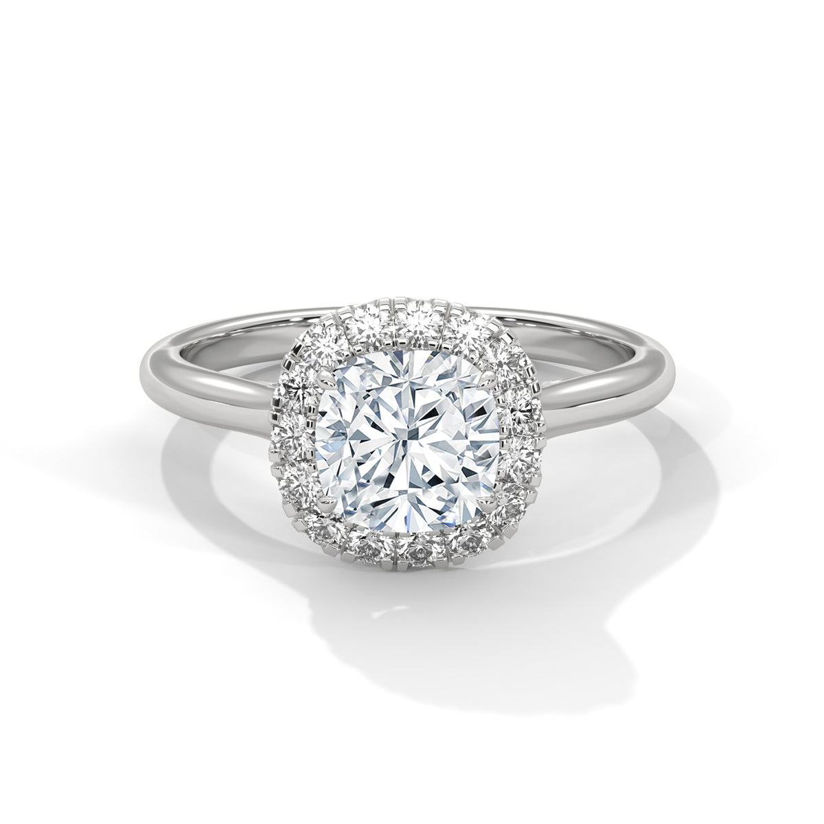 Cushion Halo Lab Grown Diamond Engagement Ring