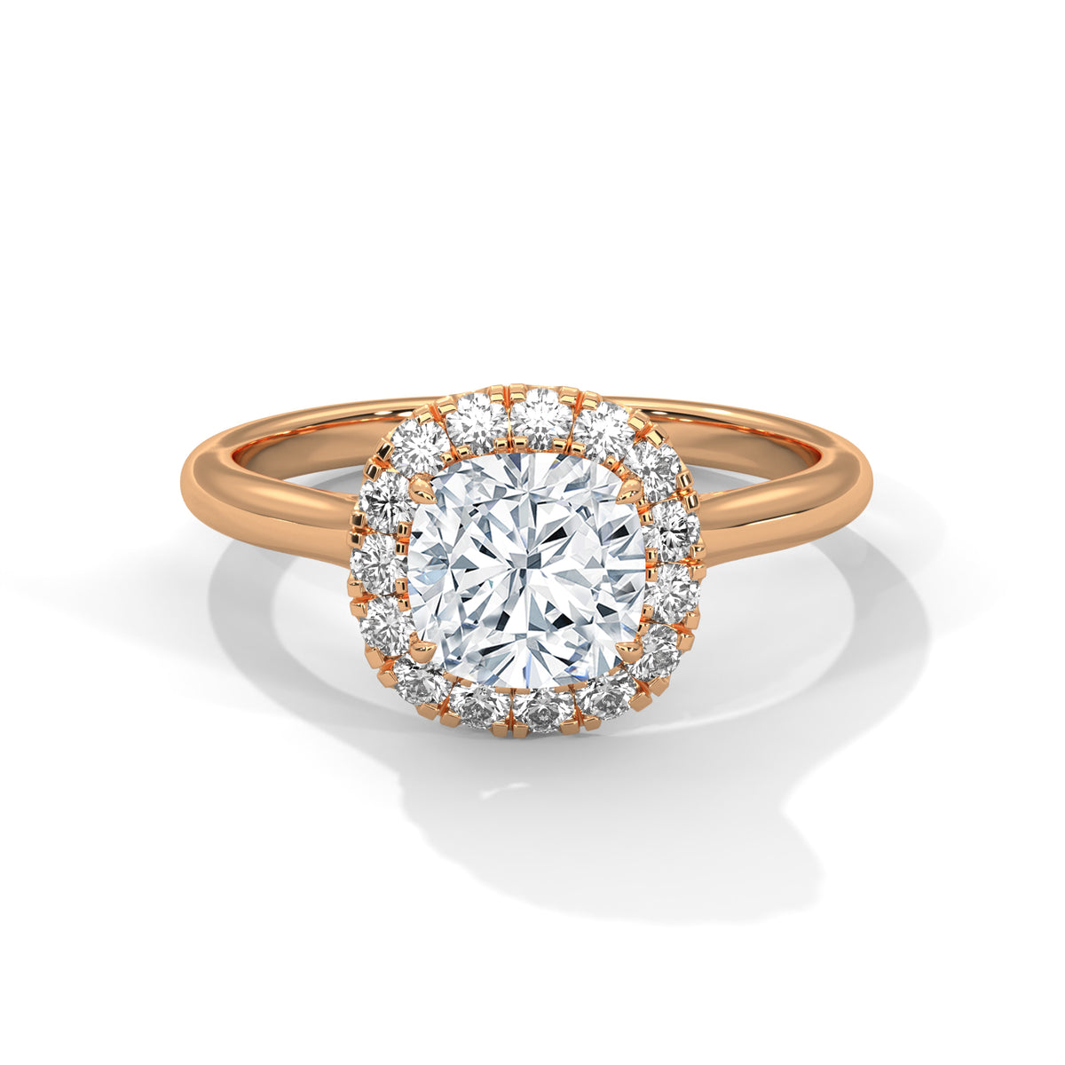 Cushion Halo Lab Grown Diamond Engagement Ring