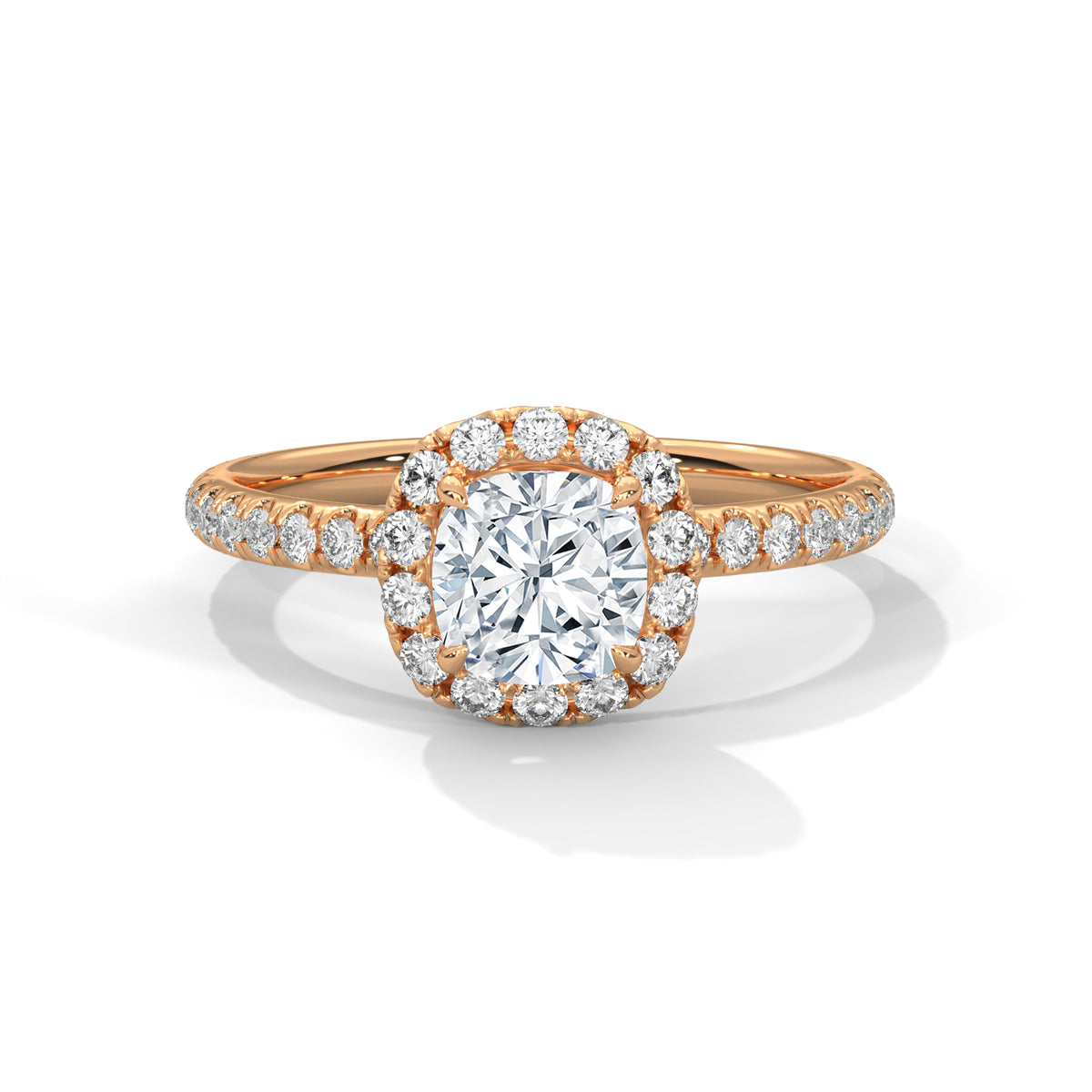Cushion Halo Lab Grown Diamond Engagement Ring