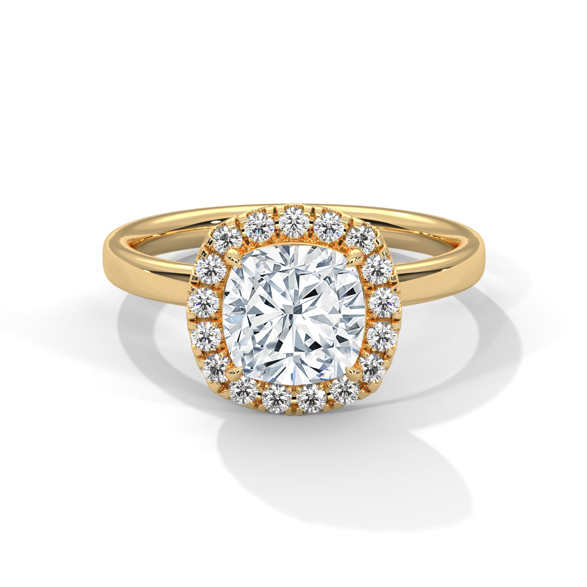 Cushion Halo Lab Grown Diamond Engagement Ring