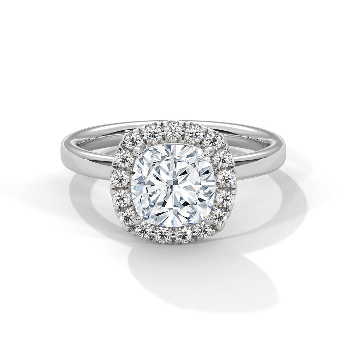 Cushion Halo Lab Grown Diamond Engagement Ring
