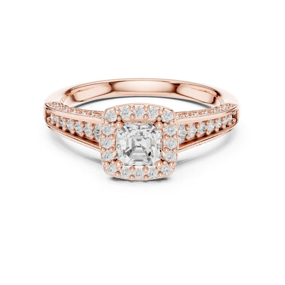 Cushion Halo Lab Grown Diamond Engagement Ring