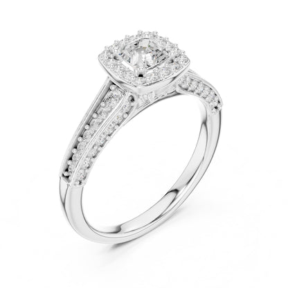 Cushion Halo Lab Grown Diamond Engagement Ring