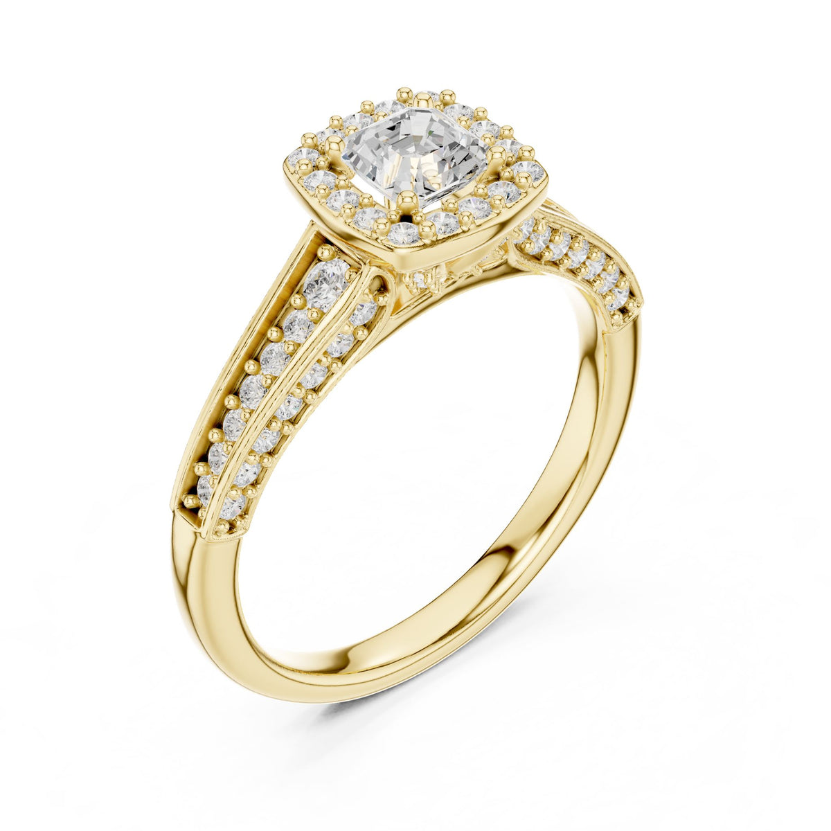 Cushion Halo Lab Grown Diamond Engagement Ring